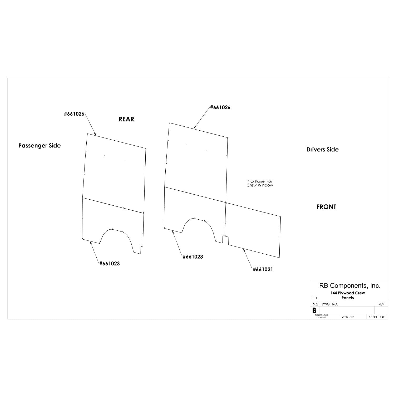 07-18 Sprinter Van Wall Liner Kit, 144" High Roof, Plywood - CREW